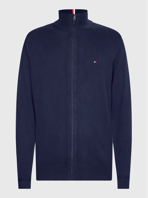 SWEATER PIMA ORG CTN CASHMERE ZIP TH