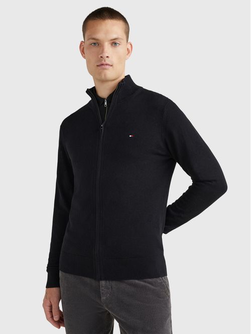 SWEATER PIMA ORG CTN CASHMERE ZIP TH