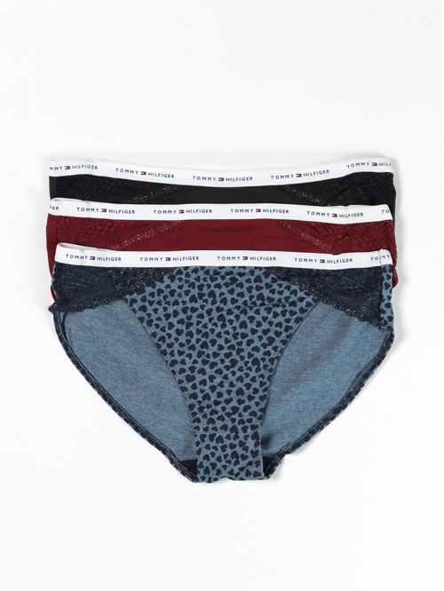 CALZON COTTON + LACE TRIM BIKINI 3PK