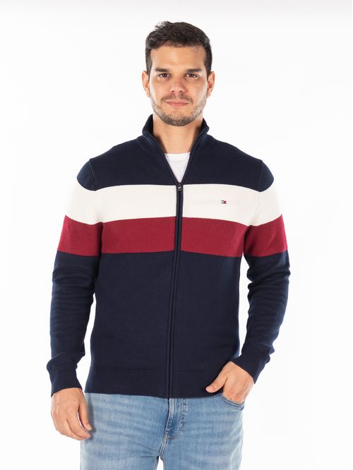 SWEATER IM STRIPE ZIP THROUGH