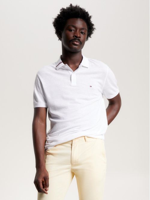 POLO M/C LINEN PIQUE RWB NK REG POLO