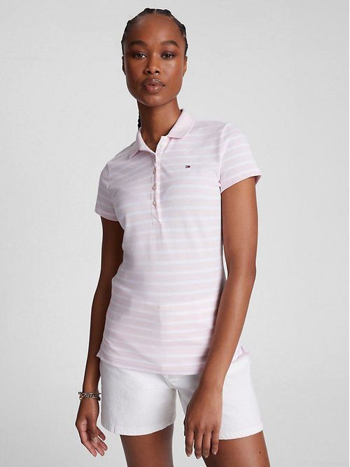 POLO W SHORT SLEEVE SLIM POLO STRIP