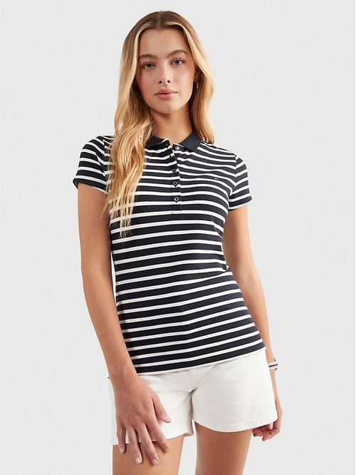 POLO W SHORT SLEEVE SLIM POLO STRIP