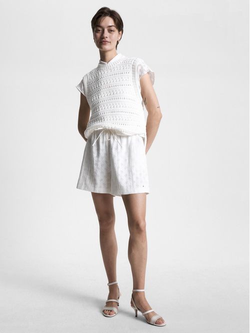 PULLOVER CROCHET C-NK SWEATER VEST