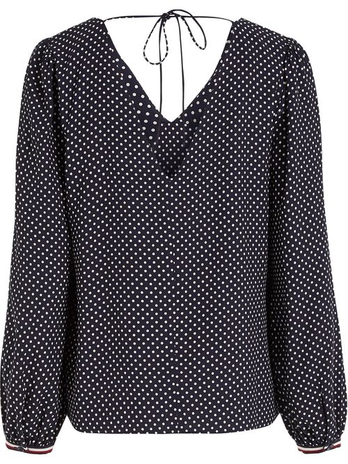 BLUSA POLKADOT V-NECK BLOUSE LS