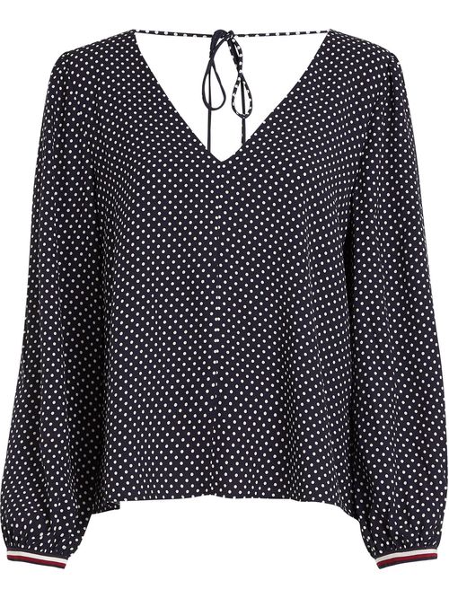 BLUSA POLKADOT V-NECK BLOUSE LS