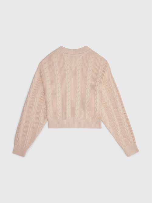 SWEATER CABLE CROPPED CREW SWEATER NIÑA