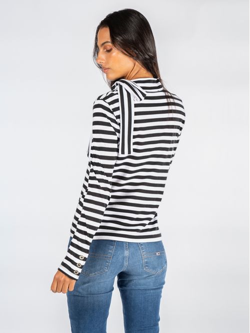 CAMISETA L-S STRP TIE NECK TOP