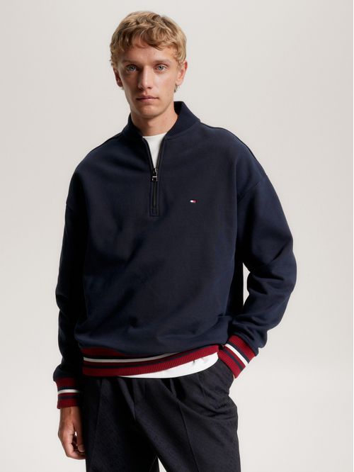 SWEATSHIRT  BOLD GLOBAL STRIPE HALF ZIP