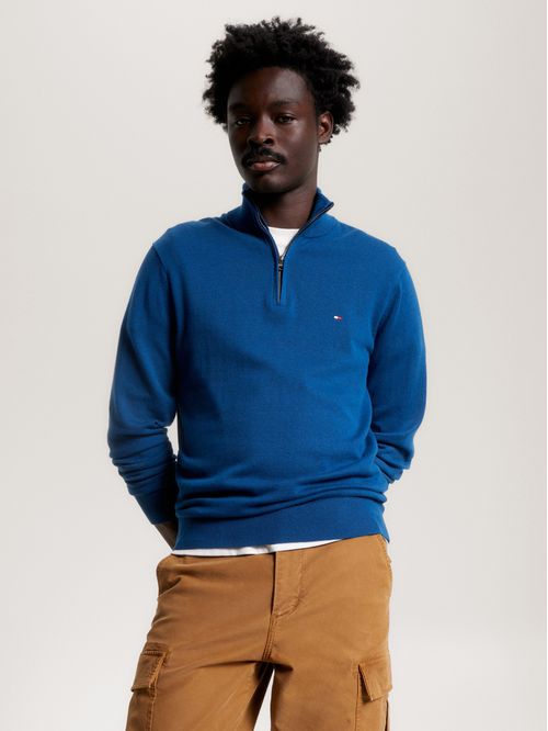 SWEATER PIMA ORG CTN CASHMERE ZIP MOCK