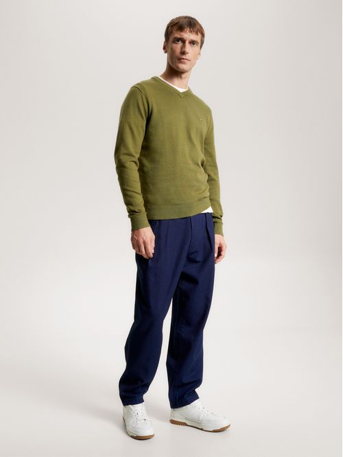 SWEATER PIMA ORG CTN CASHMERE V NECK