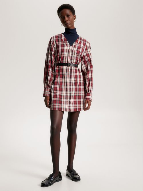 VESTIDO  TARTAN CO V-NECK SHIRT DRESS