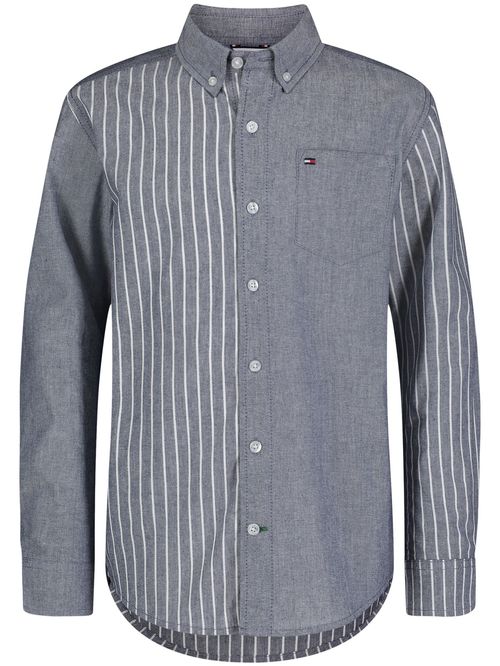 BLOCKED CHAMBRAY SHIRT