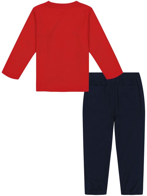2PC LS TEE W/WOVEN BOTTOM