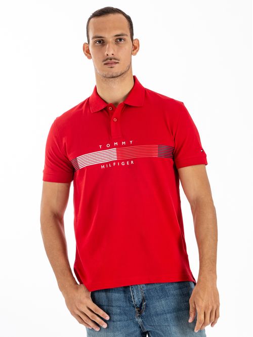 POLO M CHEST RWB GRAPHIC REG POLO