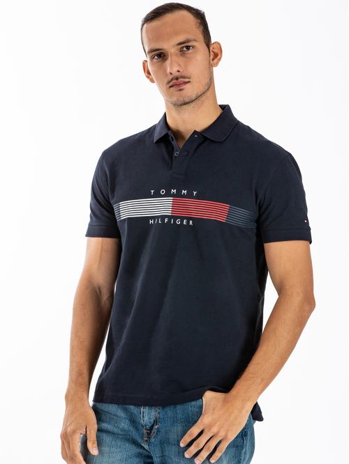 POLO M CHEST RWB GRAPHIC REG POLO