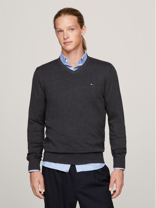 SWEATER CLASSIC COTTON V NECK TH