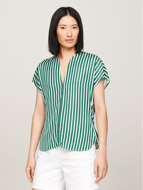 BLUSA FLUID STRIPE VN SS BLOUSE