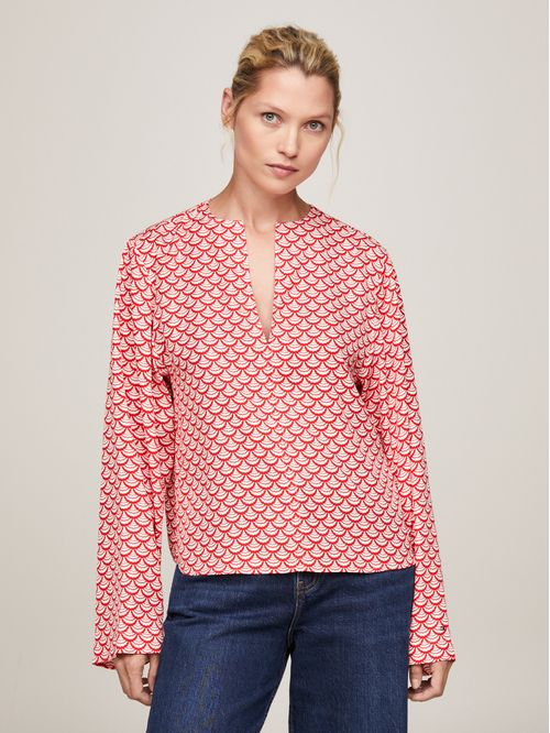 BLUSA SEAL AOP V-NECK BLOUSE