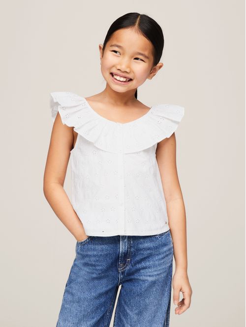 BLUSA BRODERIE ANGLAISE FRILL TOP