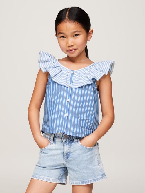 BLUSA MIXED STRIPE FRILL TOP