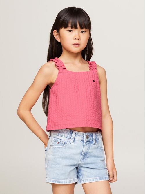 BLUSA SEERSUCKER GINGHAM STRAP TOP