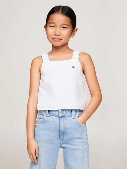 BLUSA SEERSUCKER GINGHAM STRAP TOP