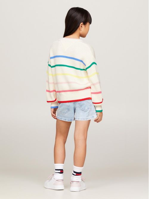 SWEATER MULTI STRIPE STRUCTURE CREW NIÑA