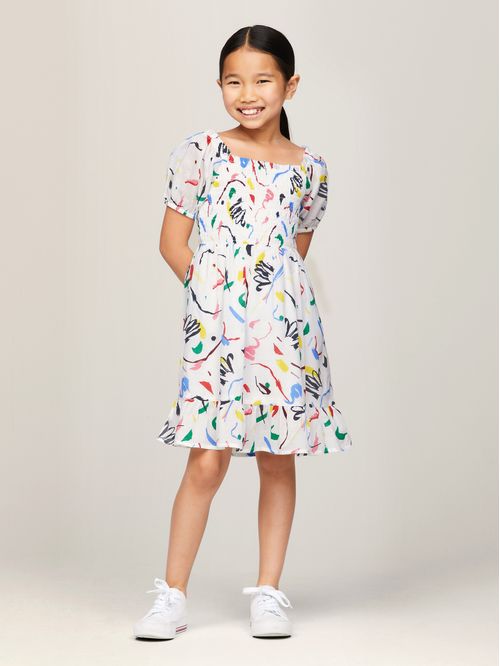 VESTIDO ALLOVER PRINT SMOCKED DRESS NIÑA