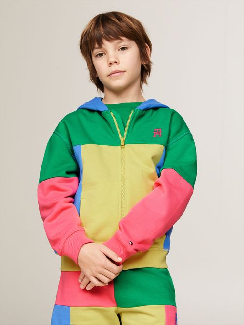 SWEATSHIRT U COLORBLOCK MONOGRAM ZIP HOOD NIÑO