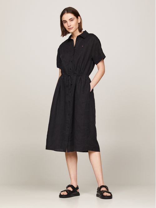 VESTIDO LINEN SS MIDI SHIRT DRESS