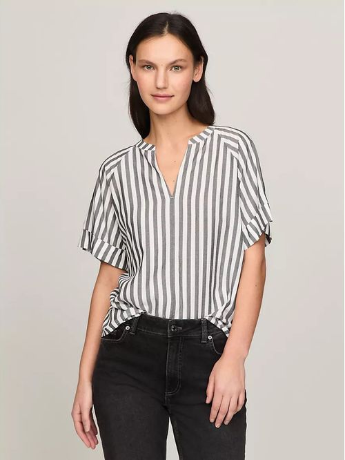 BLUSA M/C W GOLD BUTTON STRIPE BLOUSE SS