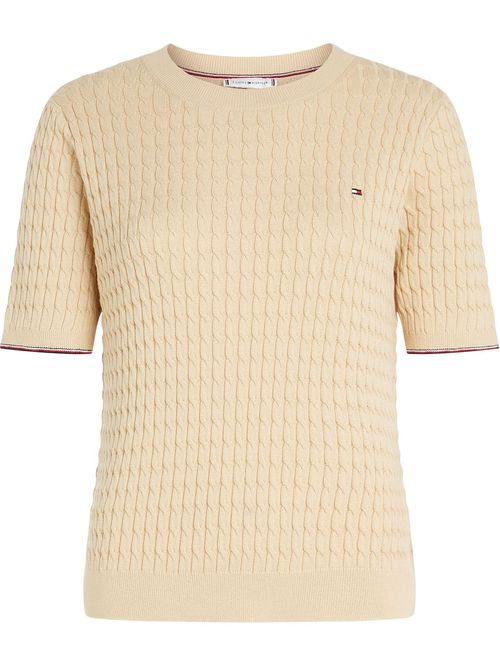 SWEATER CO CABLE RWB C-NK SS SWT