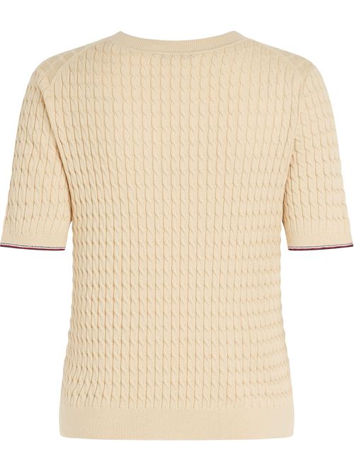 SWEATER CO CABLE RWB C-NK SS SWT