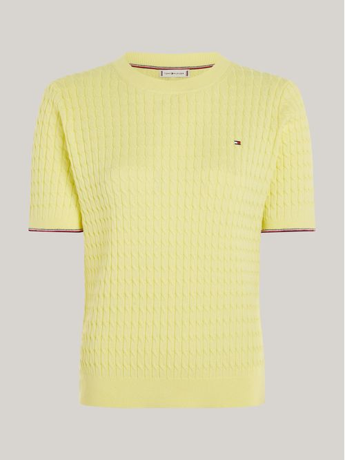 SWEATER CO CABLE RWB C-NK SS SWT