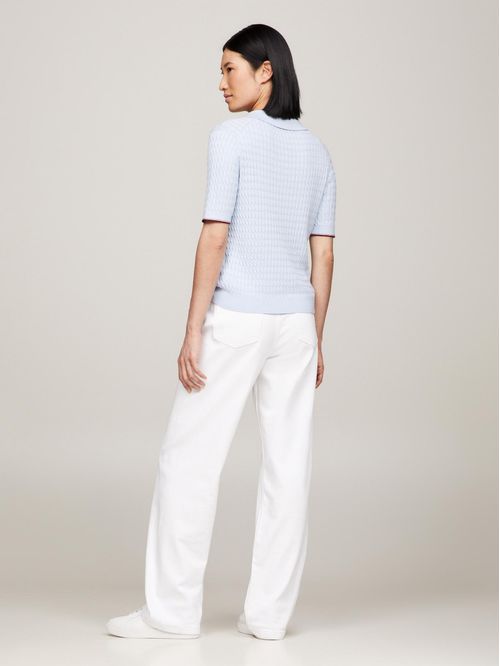 SWEATER CO CABLE RWB POLO-NK SWTR