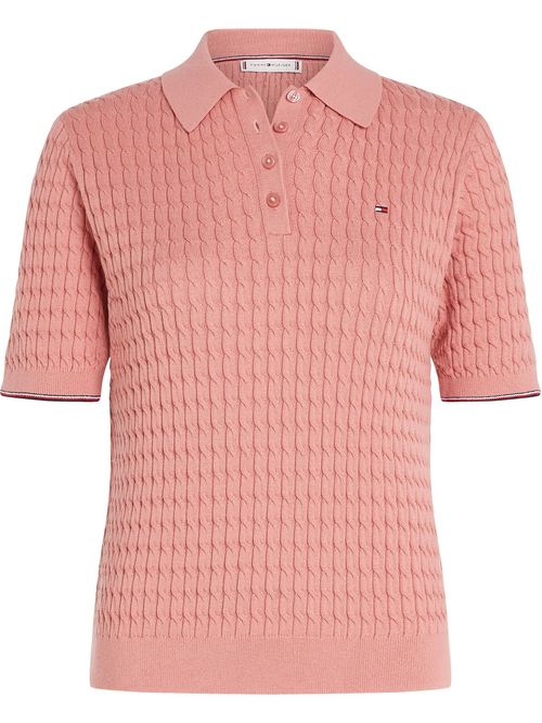 SWEATER CO CABLE RWB POLO-NK SWTR