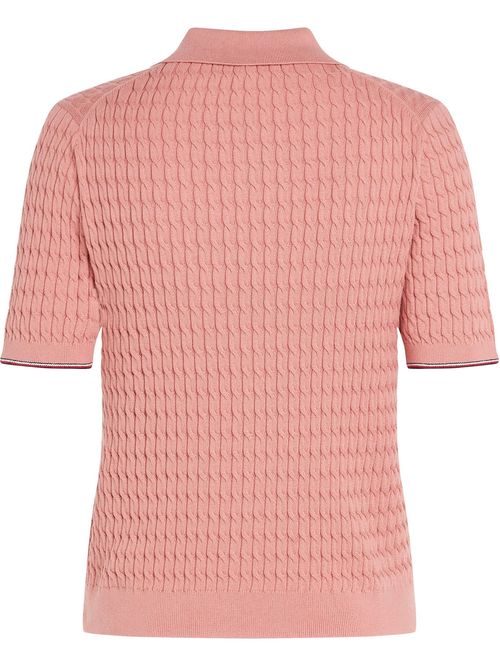 SWEATER CO CABLE RWB POLO-NK SWTR