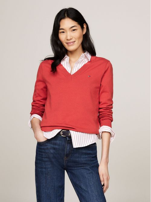 SWEATER CO JERSEY STITCH V-NK SWEATER TH