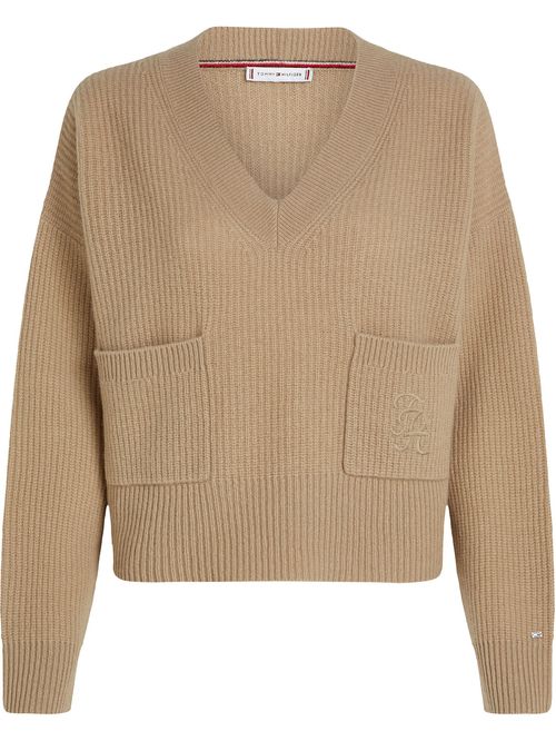 SWEATER TH SCRIPT SOFT WOOL V-NK SWT TH