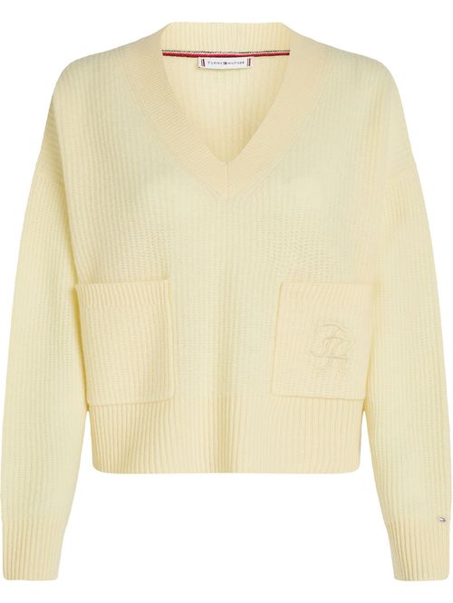 SWEATER TH SCRIPT SOFT WOOL V-NK SWT TH