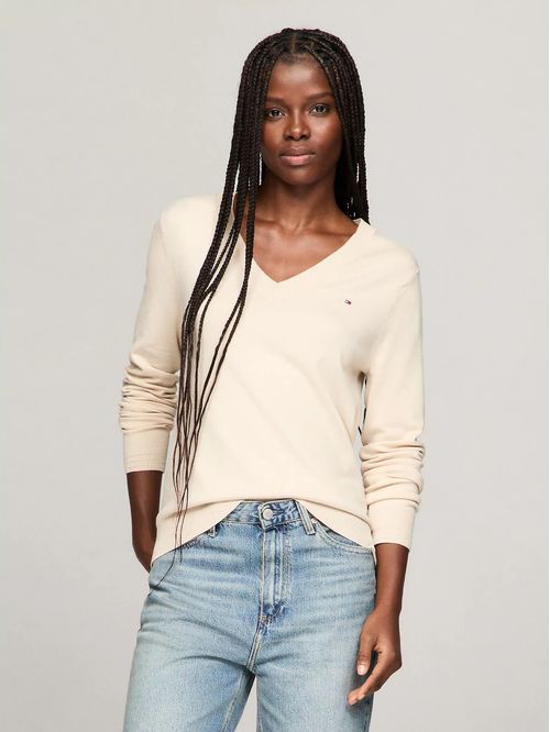SWEATER V-NK SOLID WOMENS TH