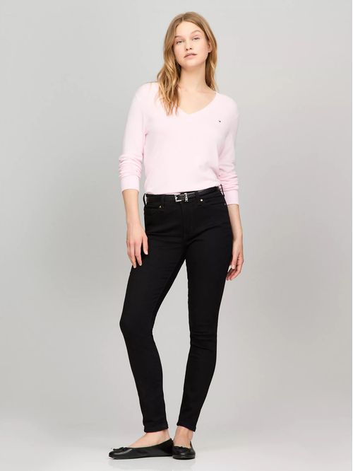 SWEATER V-NK SOLID WOMENS TH