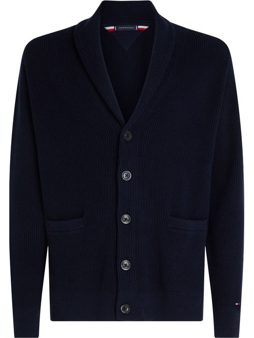 SWEATER RIB SHAWL COLLAR CARDI