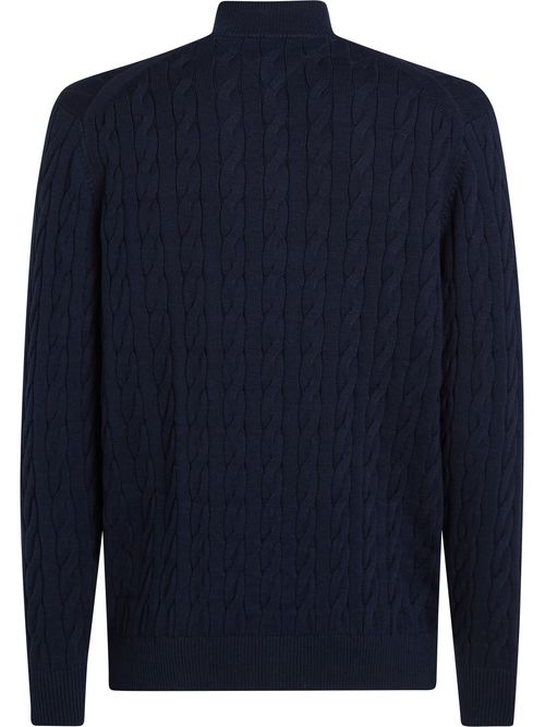 SWEATER CLASSIC COTTON CABLE ZIP MOCK