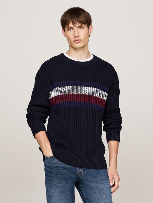SWEATER GLOBAL STRIPE CHUNKY RIB C NK TH