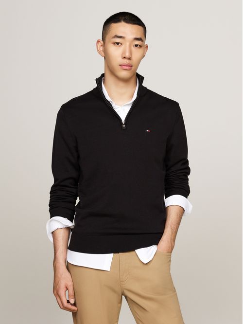 SWEATER ESSENTIAL COTTON ZIP MOCK
