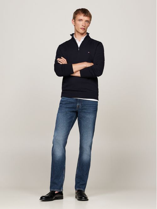 SWEATER ESSENTIAL COTTON ZIP MOCK