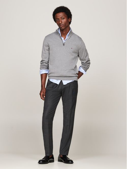 SWEATER ESSENTIAL COTTON ZIP MOCK