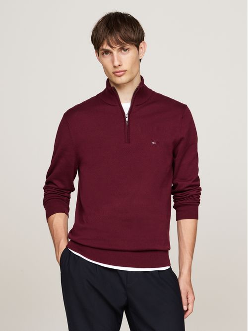 SWEATER ESSENTIAL COTTON ZIP MOCK